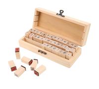 HAKIDZEL 42 Pezzi Set di Timbri in Legno Beige Lettere e Numeri in Stile Calligrafico Raffinato, Ottimizzati per Organizzazione e Combinazione Flessibile, per Diario e Scrapbooking