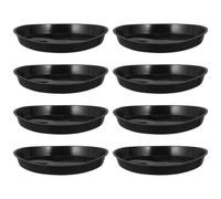 HAKIDZEL 8 Pezzi Sottovaso Rotondo in Plastica PP Nero per Vasi e Piante | Raccolta Dell’acqua e Protezione da Macchie, Uso Interno o Patio, per Fioriere e Appartamenti