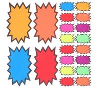 HAKIDZEL 80 Pezzi Cartellini Prezzi a Forma di Esplosione in Carta Fluorescente per Eventi di Fundraising e Carnevali Scolastici Design Accattivante e Affidabile