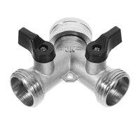 HAKIDZEL Adattatore per Rubinetto da Giardino a Y in Rame Nichelato Doppia Valvola a Sfera e Connettore Rapido per Tubi da 25mm, per Casa e Piccoli Orti