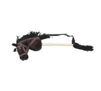 HAKIDZEL Cavallo a Bastone e Neonati Testa in Legno e Tessuto Nero, Giocattolo Portatile Che Sviluppa L'equilibrio, per Feste di Compleanno e Raduni Familiari