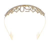 HAKIDZEL Corona di Compleanno Donna Oro con Strass e Pettine, Tiara Elegante in Metallo e Cristalli per Festa 50 Anni, Taglia Unica per Celebrazioni e Decorazioni