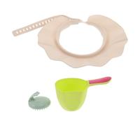 HAKIDZEL Cuffia da Doccia Beige per Shampoo Visiera Regolabile e Facile da Indossare, Materiale Pp e Tpe, Set Spazzola Shampoo e Tazza per Lavare i Chioma, Adatta per Adulti e Donne