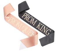 HAKIDZEL Fasce Prom King e Prom Queen in Stoffa 2 Pezzi Corone Regali e Fiocchi, Fasce Regolabili per Spalle, Artigianato Raffinato per Festa di Laurea e Ballo di Fine Anno