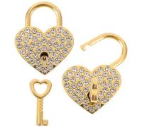 HAKIDZEL Lucchetto a Forma di Cuore Oro con Piccoli Strass Decorativi, Lega Resistente, 2 Pezzi, come Lucchetto D'amore per Coppie in Luoghi Turistici