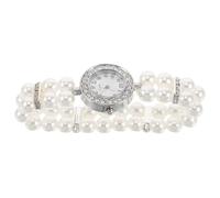 HAKIDZEL Orologio da Polso Donna con Bracciale Elastico a Doppio Ordine di Perle Finte e Strass, Design Delicato con Charm Brillanti, Resistente ai Graffi, per Feste e Occasioni Eleganti