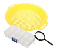 HAKIDZEL Padella per Setaccio in Plastica Gialla con Lente D'ingrandimento, Strumento Efficiente e Risparmio di Lavoro la Ricerca Dell'oro in Spiaggia