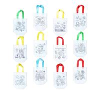 HAKIDZEL Set 12 Pezzi Borse da Colorare Non Tessuto Pieghevoli e Riutilizzabili Grande Capacità, Perfette la Vita Quotidiana e L'asilo Stili multipli