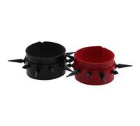 HAKIDZEL Set 2 Bracciali Borchie in Metallo Regolabili Punk in Pelle Pu Design Unico e Superficie Liscia, Stile Rock Polsini 18-20cm Rosso e Nero per Donna e Uomo