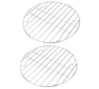 HAKIDZEL Set 2pezzi Stand per Barbecue in Acciaio Inossidabile Argento, Leggero e Facile da Usare, Griglia Rotonda per attività di Barbecue All'aperto