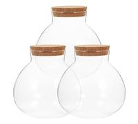 HAKIDZEL Set 3 Bottiglie Ecologiche in Vetro Trasparente 13 Cm con Tappo in Sughero, Bottiglia Microlandscape per Artigianato Muschio e Decorazioni Fai da Te, Accessorio per Micro Paesaggi