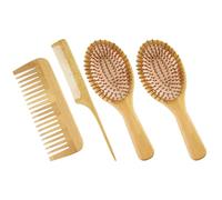 HAKIDZEL Set 4 Pz Spazzola per Chioma in Bambù Massaggio del Capelluto, Pettine Robusto e Pratico, Promuove la Circolazione Sanguigna, per Uso Quotidiano Femminile