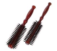 HAKIDZEL Set di 2 Spazzole Tonde per Chioma con Setole di Cinghiale e Manico in Legno Marrone per Styling e Riduzione Dell'effetto Crespo, Taglia S