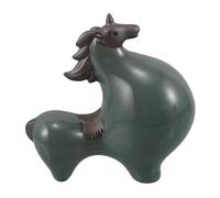 HAKIDZEL Statua di cavallo in ceramica, statuetta Feng Shui per il successo, scultura dello zodiaco cinese del capodanno 2026 per buona fortuna e prosperità, decorazione per scrivania e mensola.