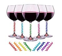 Hakie - Set di 12 marcatori per Bicchieri da Vino, a Spirale, in Silicone, per Bicchieri da Vino o Bicchieri da Vino, da Usare in Occasione di riunioni di Famiglia