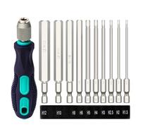 Hakkin Set di punte esagonali lunghe con manico, 100 mm, set di punte esagonali per avvitatore a batteria da 1/4", esagonale esagonale, set di punte H1,5/H2/H2,5/H3/H4/H5/H6/H8/H10/H12