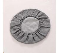 Haklein Fodera rimovibile per cuscino da pavimento, rotondo, in cotone e lino, per meditazione, cuscino in paglia intrecciata, protezione per poggiapiedi, colore grigio, diametro 60 cm, altezza 10 cm