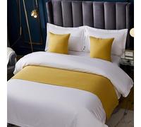 Haklein Runner da letto in tessuto di lino e federe abbinate, sciarpa e federa in tinta unita, decorazione per camera da letto, set di asciugamani per hotel, motel e casa (50 x 210 cm, 2 federe per