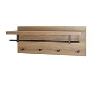 HAKU Möbel Appendiabiti da parete rovere, nero, MDF, metallo - Dim. L 75 cm x A 30 cm x P 26 cm, Stile Moderno
