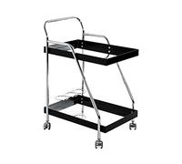 HAKU Carrello portavivande in metallo e specchio color argento e nero, tavolo rettangolare con ruote come carrello su ruote Dimensioni: L 62 × A 84 × P 46 cm Stile: moderno