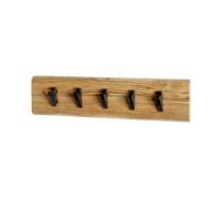 HAKU Möbel Appendiabiti da parete, acacia, nero, legno massiccio, metallo - Dim.: L 60 x A 15 x P 9 cm, Stile: Colectivo Urbano