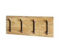 HAKU Möbel Appendiabiti da parete acacia, nero, Legno massiccio, metallo - Dim. L 90 cm x A 36 cm x P 12 cm, Stile Collettivo Urbano
