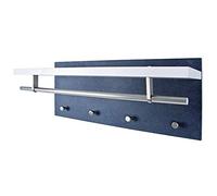 HAKU Möbel Appendiabiti da parete aspetto acciaio inox, granito look, bianco, MDF, metallo - Dim. L 75 cm x A 30 cm x P 26 cm, Stile Moderno