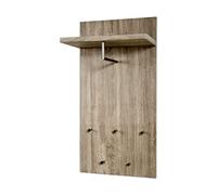 HAKU Möbel Appendiabiti da parete aspetto acciaio inox, rovere tartufo, MDF, metallo - Dim. L 49 cm x A 100 cm x P 31 cm, Stile Moderno