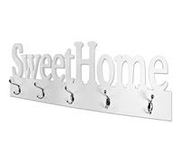 HAKU Möbel Appendiabiti da parete, MDF, bianco-cromo, L 74 x P 7 x A 28 cm