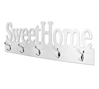 HAKU Möbel Appendiabiti da parete, MDF, bianco-cromo, L 74 x P 7 x A 28 cm