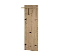 HAKU Möbel Appendiabiti da Parete rovere chiaro, nero, MDF, Metallo - Dim: L 30 x A 100 x P 20 cm, Stile: Moderno