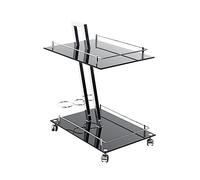 HAKU Möbel Carrello di Servizio Cromo, Nero, Metallo, Vetro di Sicurezza 8 mm - Dim. L 40 cm x A 72 cm x P 60 cm, Stile Moderno
