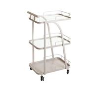 HAKU Möbel Carrello di Servizio grigio cashmere, Metallo, Vetro di sicurezza 5 mm - Dim: L 35 x A 79 x P 45 cm, Stile: Moderno