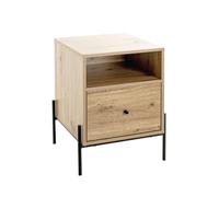 HAKU Möbel Consolle, Comodino rovere chiaro, nero, MDF, Metallo - Dim: L 45 x A 60 x P 47 cm, Stile: Moderno