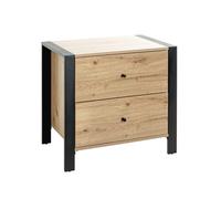 HAKU Möbel Consolle rovere chiaro, nero, MDF, Metallo - Dim: L 60 x A 60 x P 42 cm, Stile: Moderno