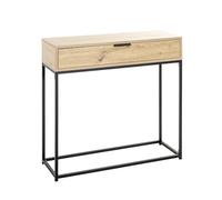 HAKU Möbel Consolle rovere chiaro, nero, Metallo, Pannello di truciolato - Dim: L 80 x A 77 x P 28 cm, Stile: Moderno