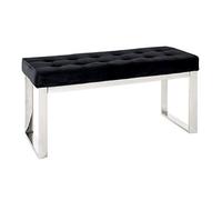 HAKU Möbel Panca acciaio inox, nero, Acciaio inossidabile, tessuto di velluto - Dim. L 100 cm x A 48 cm x P 41 cm, Stile Art Deco
