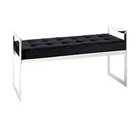 HAKU Möbel Panca acciaio inox, nero, Acciaio inossidabile, tessuto di velluto - Dim. L 100 cm x A 57 cm x P 40 cm, Stile Art Deco