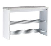 HAKU Möbel Panca per scarpe cemento, cromo, bianco, MDF, metallo - Dim. L 81 cm x A 55 cm x P 30 cm, Stile Moderno