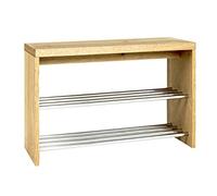HAKU Möbel Panca per scarpe cromo, rovere, Impiallacciatura in vero legno, MDF, metallo, pannello a nido d'ape - Dim. L 81 cm x A 55 cm x P 30 cm, Stile Moderno