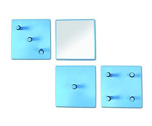 HAKU Möbel Set appendiabiti blu, Metallo, specchio - Dim. L 15 cm x A 15 cm x P 6 cm, Stile Moderno