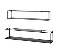 HAKU Möbel Set di 2 mensole a muro nero, metallo - Dim. L 85/95 cm x A 17/20 cm x P 17/20 cm, Stile Moderno