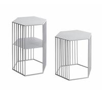 HAKU Möbel - Set di 2 tavolini, grigio, metallo, dimensioni: L 38/42 x A 55/45 x P 33/37 cm, stile: Stile moderno