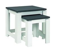HAKU Möbel Set di 2 tavolini, MDF, effetto granito bianco, L 33 x P 30 x A 35 cm/L 46 x P 35 x A 43 cm