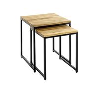 HAKU Möbel Set di 2 tavolini rovere, nero, Legno massiccio, metallo - Dim. L 33/38 cm x A 41/46 cm x P 33/38 cm, Stile Moderno