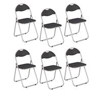 HAKU Möbel Set di 6 sedie pieghevoli alu, nero, Schienale imbottito, sedile imbottito, acciaio - Dim. L 44,00 cm x A 80,00 cm x P 47,00 cm, Stile Moderno