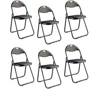 HAKU Möbel Set di 6 sedie pieghevoli nero, Schienale imbottito, sedile imbottito, acciaio - Dim. L 44,00 cm x A 80,00 cm x P 47,00 cm, Stile Moderno