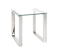 HAKU Möbel Tavolino acciaio inox, Acciaio inox, vetro di sicurezza 8 mm - Dim. L 42 cm x A 45 cm x P 42 cm, Stile Moderno