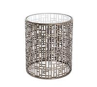 HAKU Möbel Tavolino bronzo, Metallo, vetro di sicurezza 8 mm - Dim. A 45 cm x Ø 38 cm, Stile Art Deco