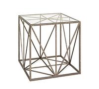 HAKU Möbel Tavolino bronzo, Metallo, vetro di sicurezza 8 mm - Dim. L 50 cm x A 50 cm x P 50 cm, Stile Art Deco